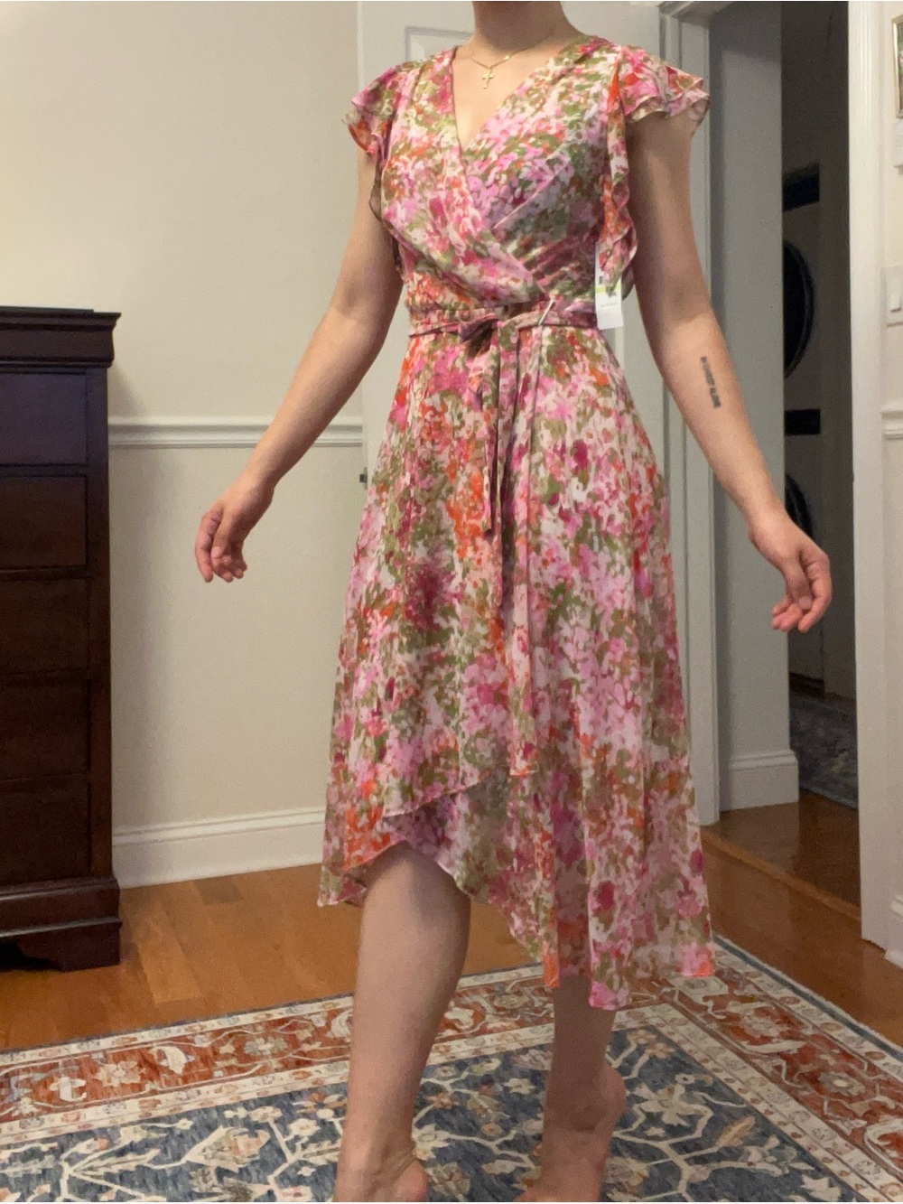 DKNY floral faux wrap dress - Picture 2 of 8
